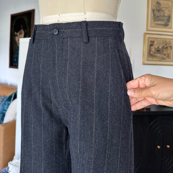 Vintage 90’s DKNY Pinstriped Wool High Waist Straight Leg Trousers - Picture 8 of 16